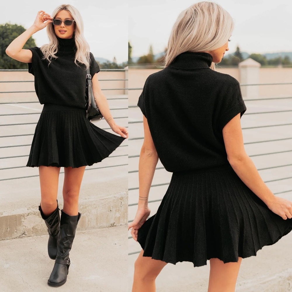 No Time To Waste Turtleneck Top and Pleated Skirt Set - Picture 9 of 12